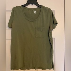 Olive  Boyfriend Tee with scoop neck and pocket